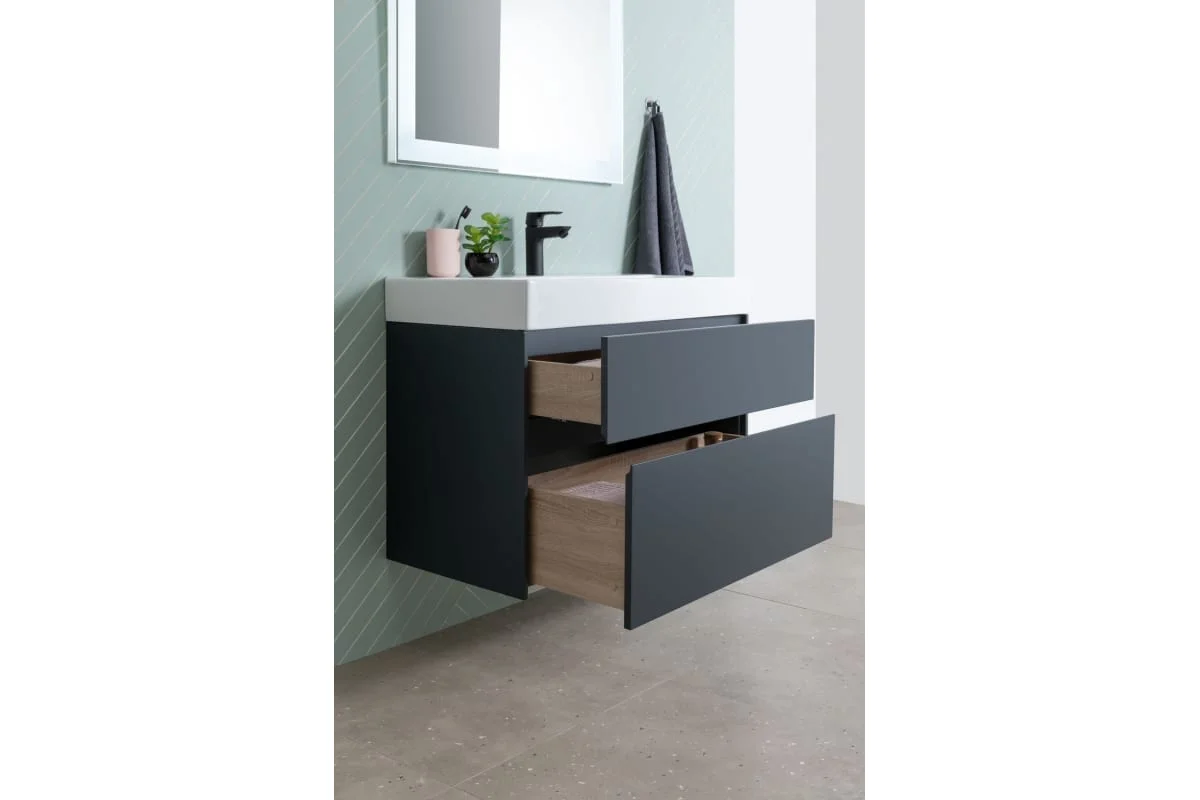 Приобрести aquanet тумба с раковиной бруклин 100 см, антрацит матовая