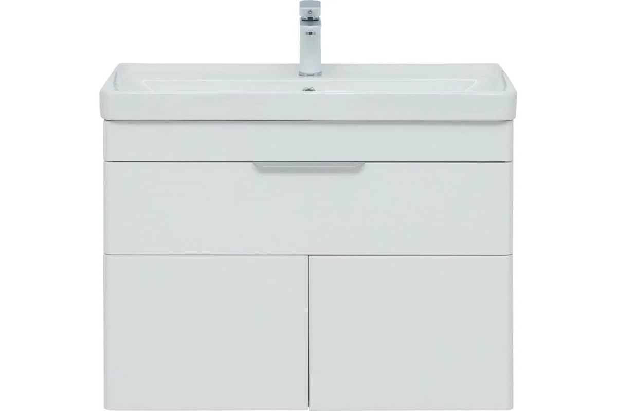 Приобрести aquanet тумба с раковиной ирис new 81 см, белая глянец (1 ящик, 2 дверцы)