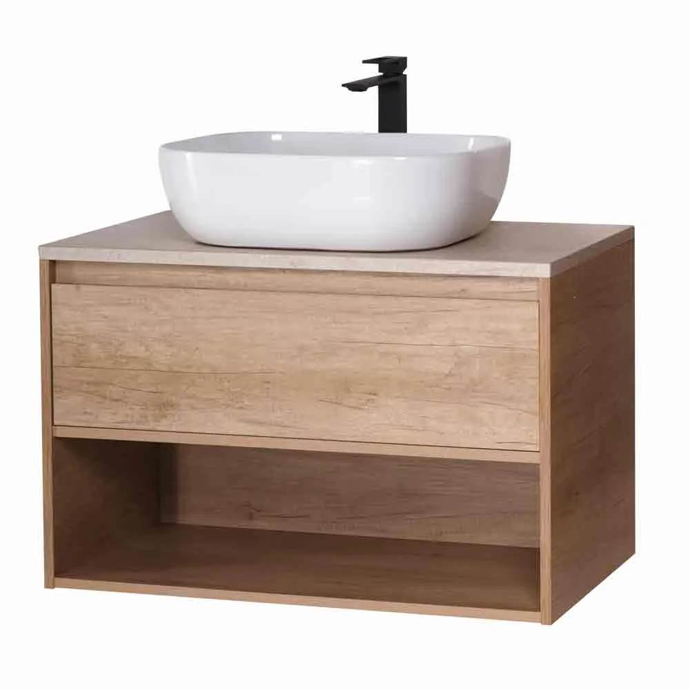 Приобрести belbagno тумба со столешницей kraft 80 см с ящиком и полкой, подвесная rovere nebrasca nature