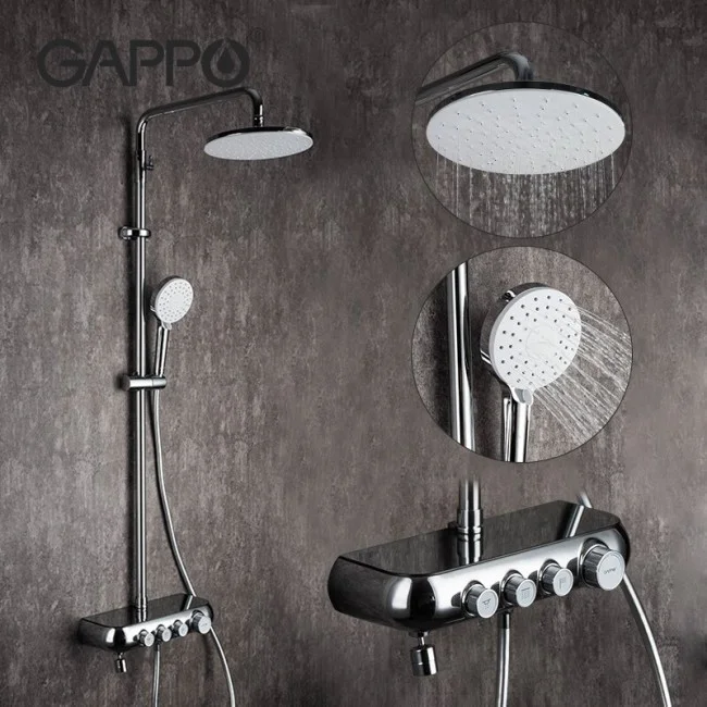 Приобрести gappo душевая система g2495 с термостатом, белый\хром 27015