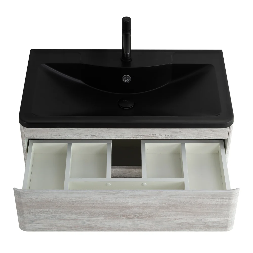 Приобрести belbagno тумба с раковиной albano 80 см, подвесная rovere vintage bianco, чёрная раковина