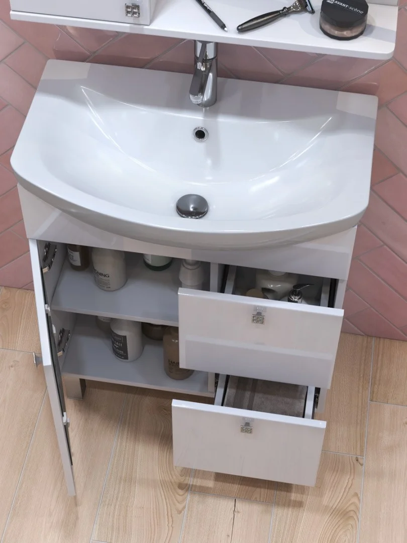 Приобрести vigo тумба с раковиной provans 70см, 1 дверца, 2 ящика, напольная, белая tn.pro.bal.70.1d.2y