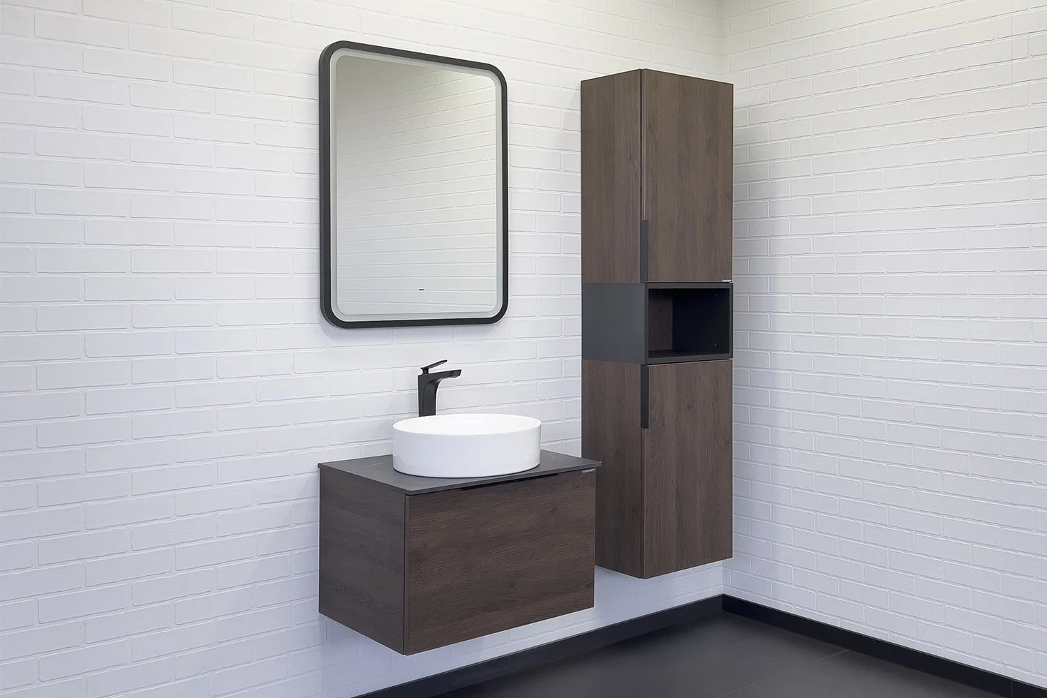 Приобрести сomforty тумба со столешницей и раковиной "портленд-60" дуб шоколадно-коричневый