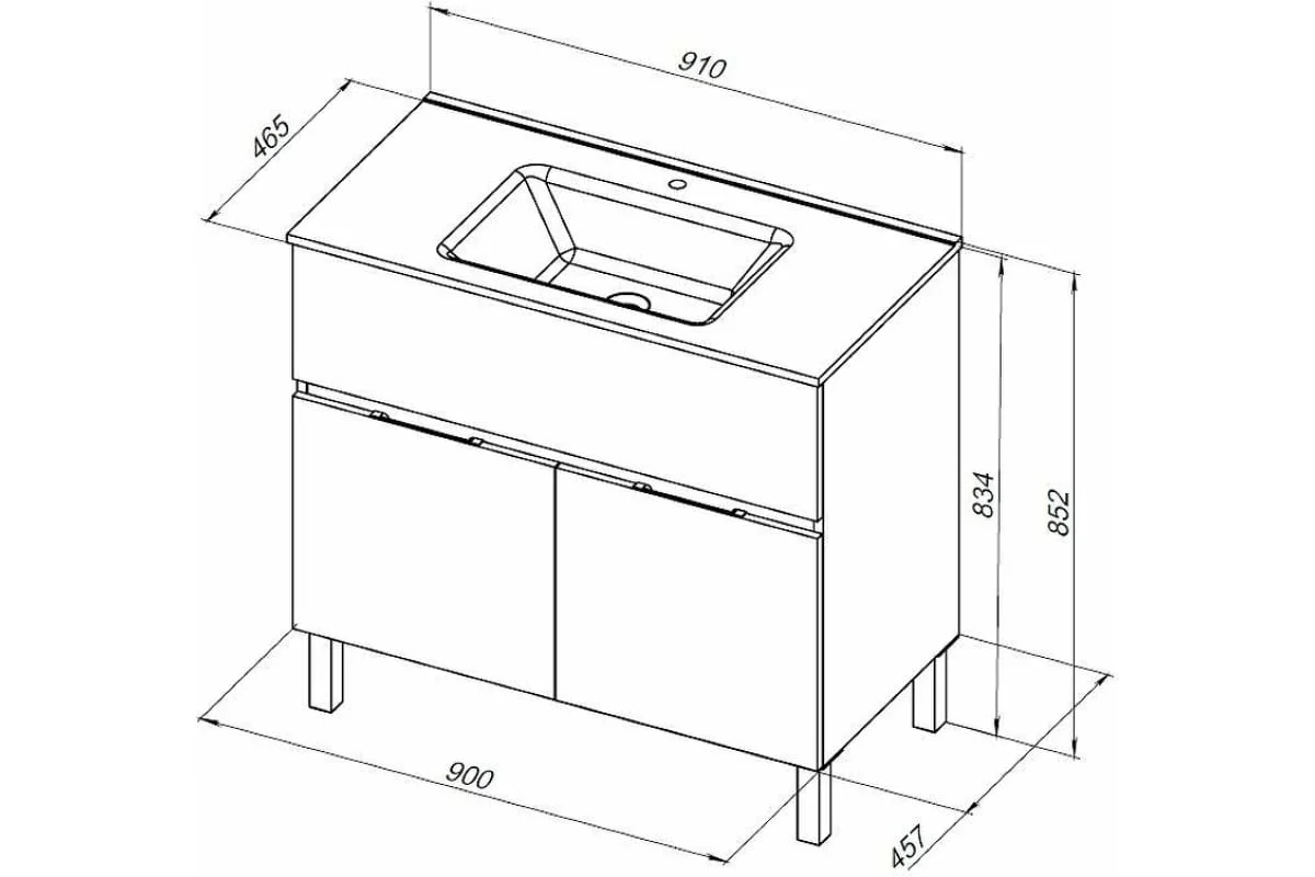 Приобрести aquanet тумба с раковиной алвита new 90 см, 1 ящик, 2 дверцы, белая матовая