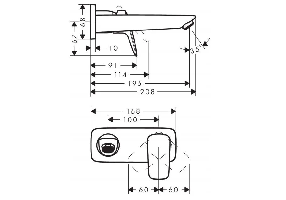 Приобрести 71220000 logis смеситель для раковины, однорычажный, настенный, излив 195 см, см (нужна сч 13622180)