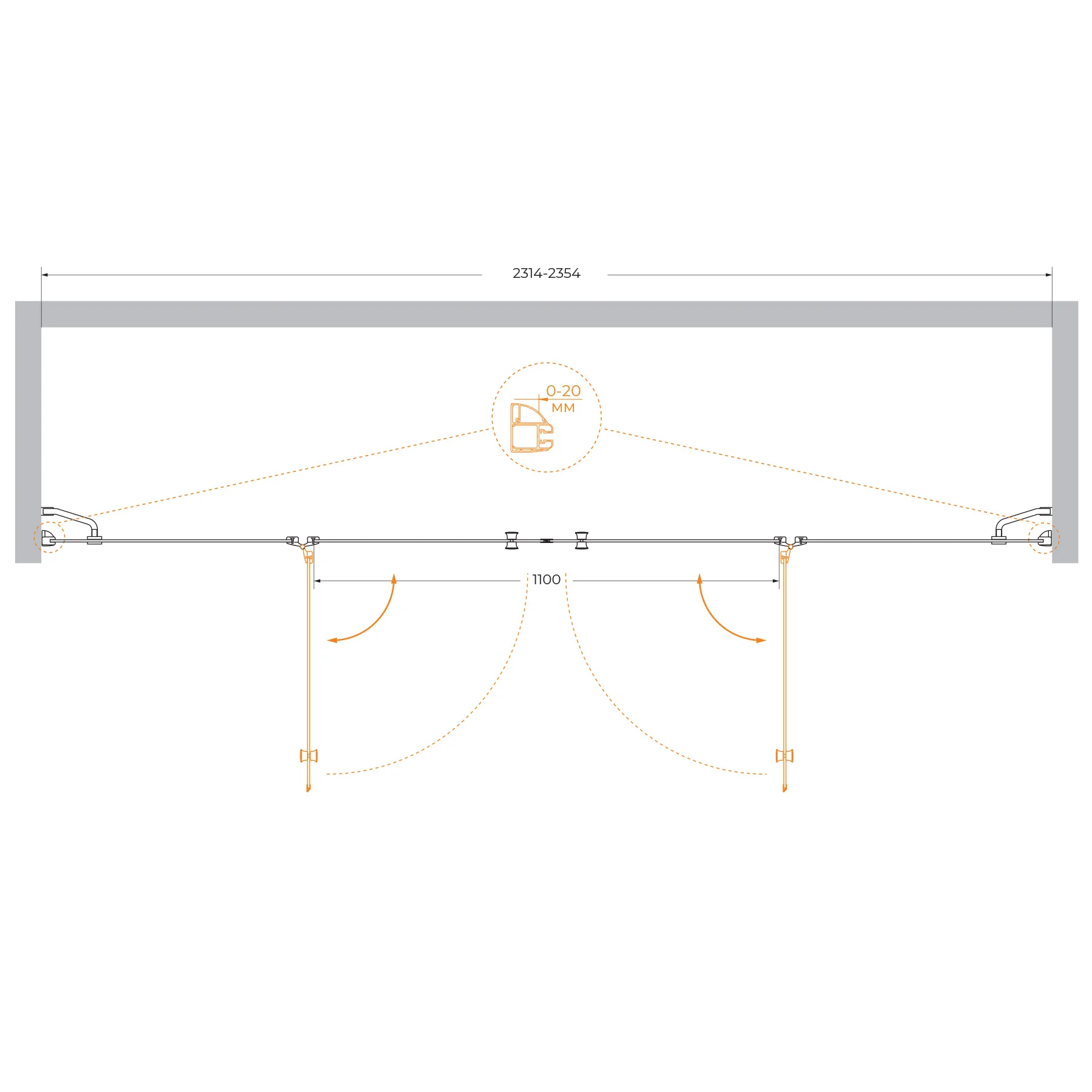 Приобрести cezares душевая дверь verona 240 см, хром verona-w-b-22-240-c-cr