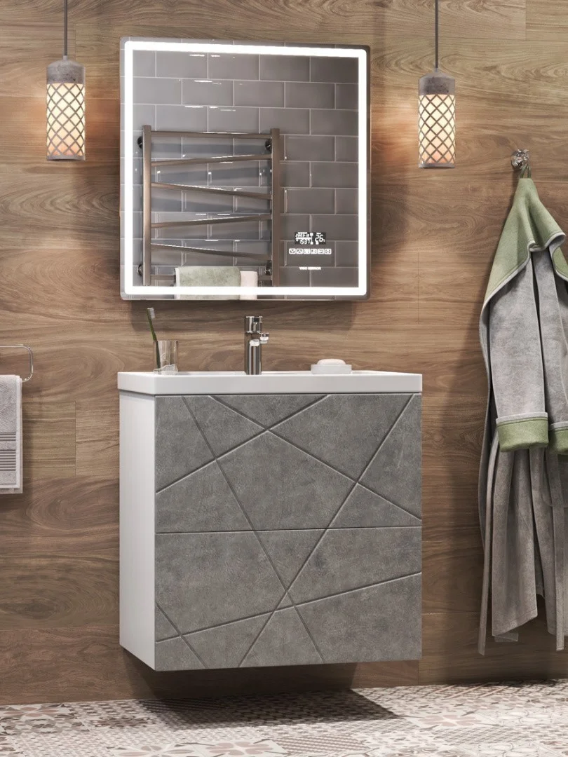 Приобрести vigo тумба с раковиной geometry 70см, 2 ящика, напольная, бетон tn.geo.fos.70.2y бетон