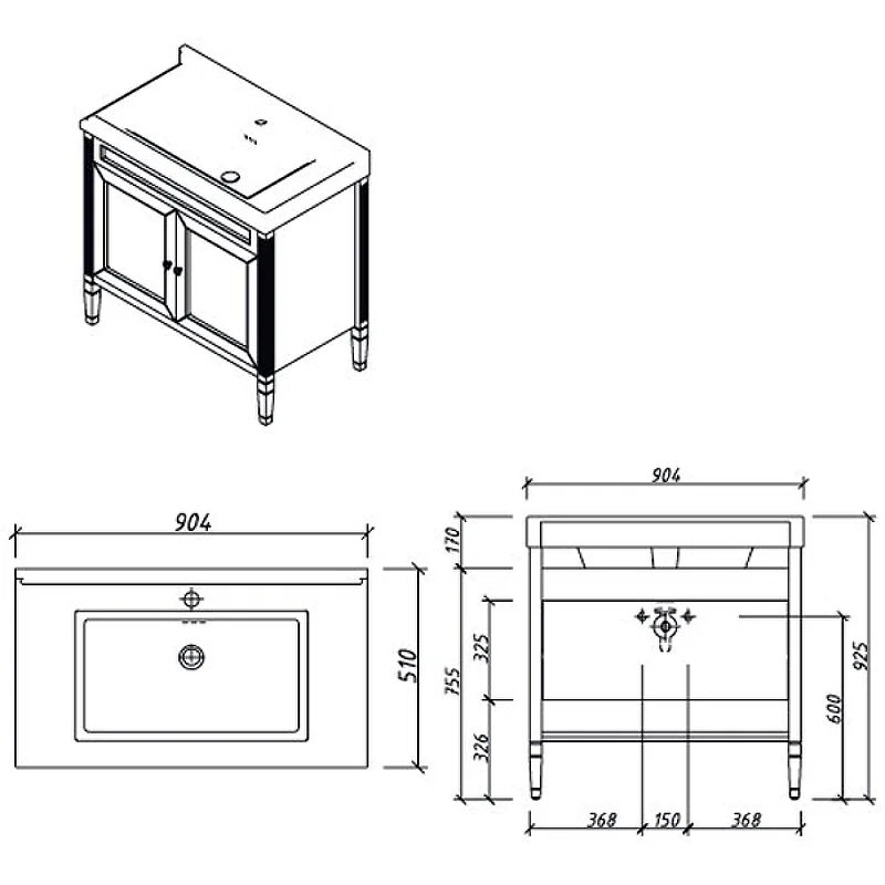 Приобрести caprigo тумба с раковиной напольная albion promo 90 см, светло бежевая 33319uv-011.vot.00.20