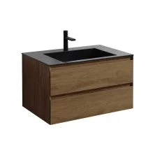 Vincea Тумба подвесная Luka 80 см, дуб табак с черной раковиной VMC-2L800TO;VCB-13800B