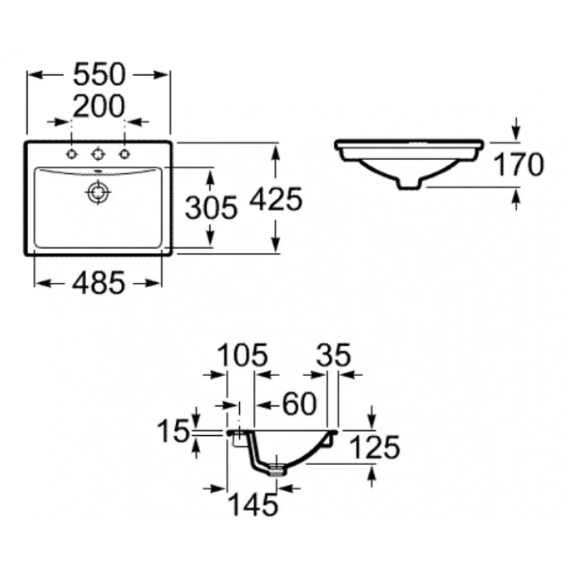 Приобрести раковина врезная на столешницу roca diverta 55 см 7.3271.1.600.y