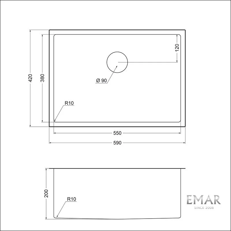 Приобрести emar кухонная мойка 59х42 см, сатин emb-132 pvd nano satine