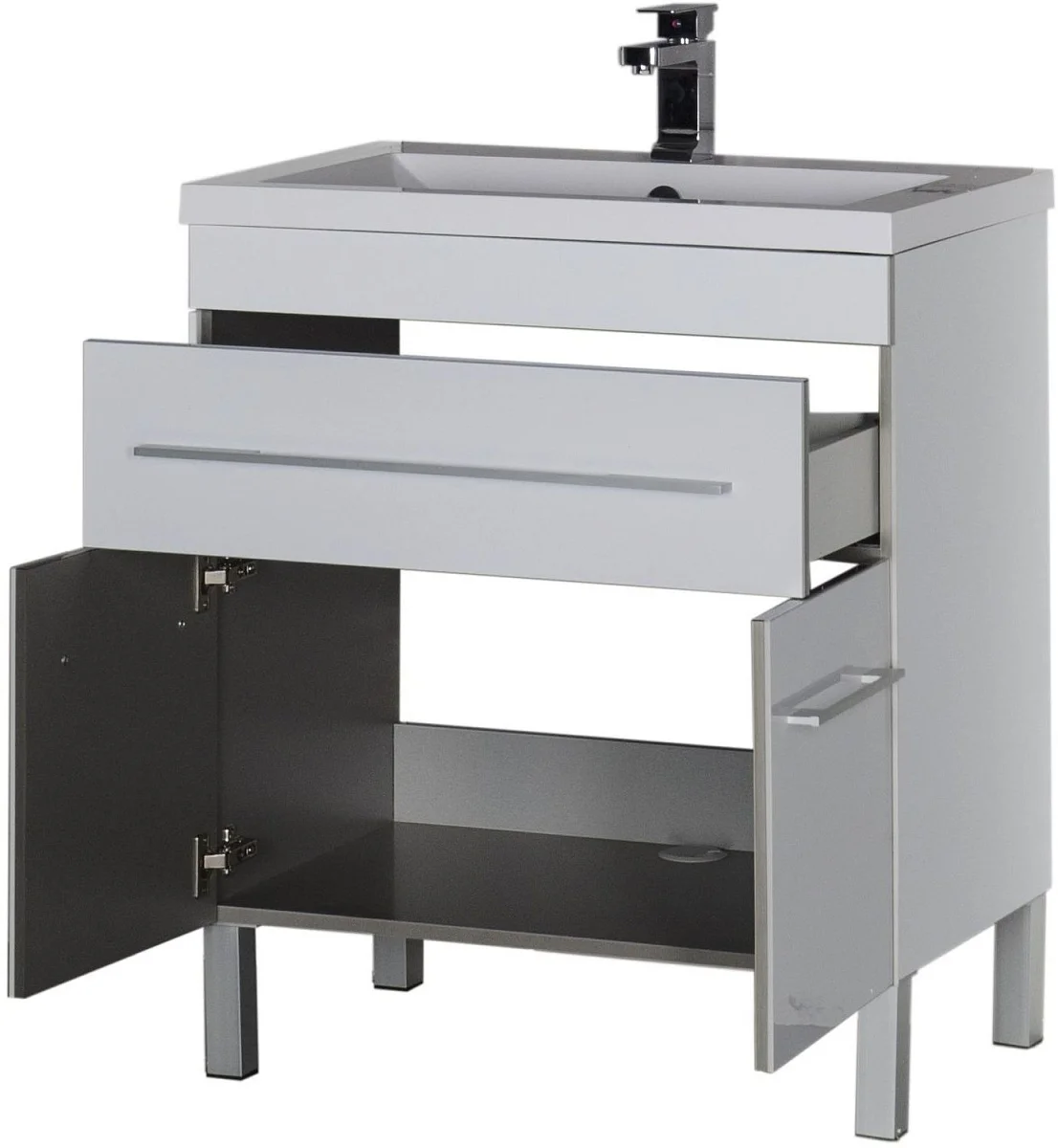 Приобрести aquanet тумба с раковиной верона 75 см, белая (напольная 1 ящик 2 дверцы)