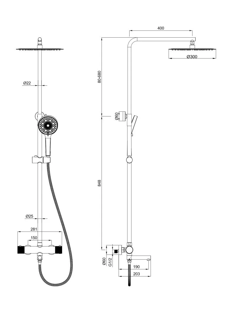 Приобрести душевая система с термостатом wonzon & woghand, черный матовый (ww-88739902-mb)