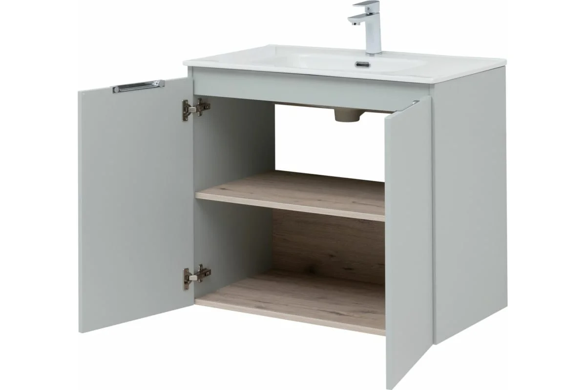 Приобрести aquanet тумба с раковиной алвита new 80 см, 2 дверцы, серый