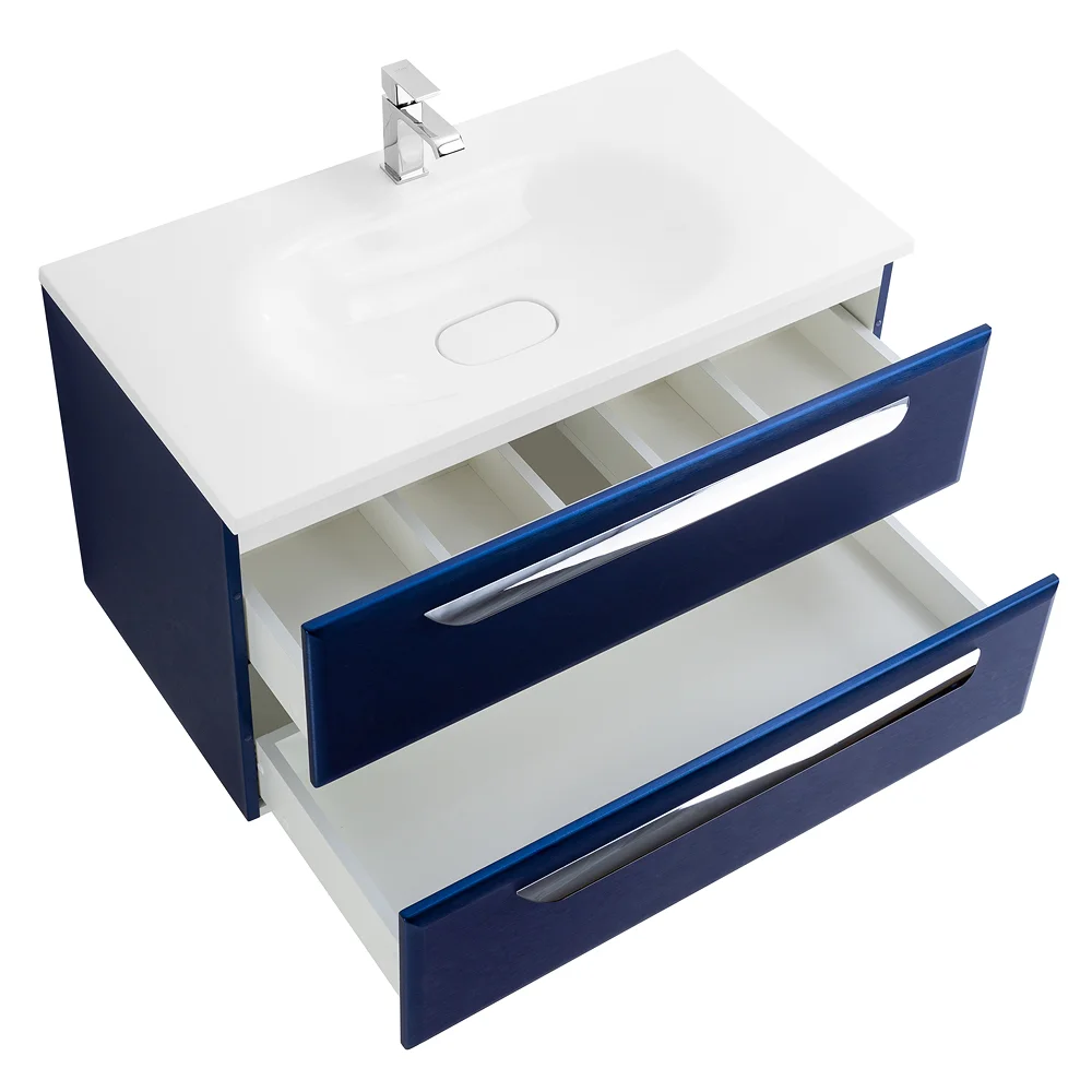 Приобрести cezares тумба подвесная с раковиной eco 90 см sapfiro, синяя eco-900-2c-so-spf-p