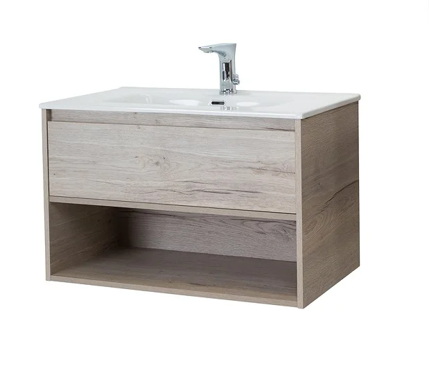 Приобрести belbagno тумба c раковиной kraft 80 см, с одним ящиком и полкой, подвесная rovere galifax bianco, белая раковина