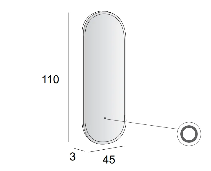 Приобрести cezares зеркало 45х110 см, с led подсветкой 45095