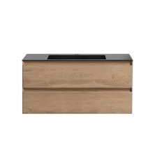 Vincea Тумба подвесная Luka 100 см, дуб натуральный с черной раковиной VMC-2L100NO;VCB-13100B