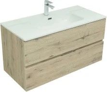 Aquanet Тумба с раковиной Алвита New 100 см, 2 ящика, дуб веллингтон белая