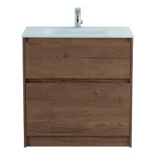 BelBagno Тумба с раковиной KRAFT 80 см, напольнаяная Rovere Tabacco, стеклянная матовая раковина