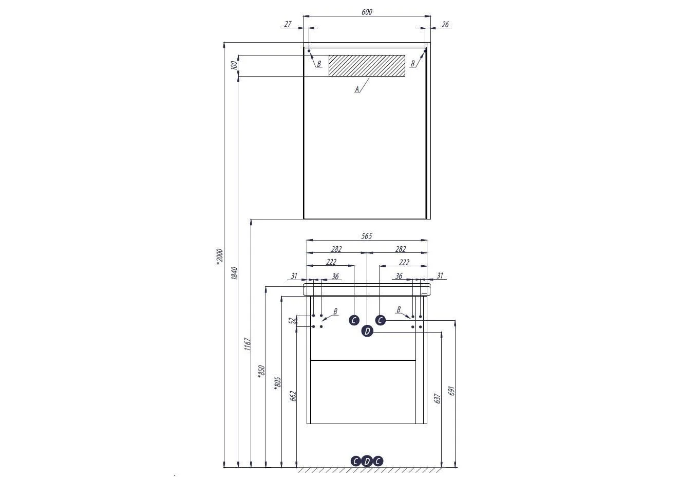 Приобрести зеркало-шкаф акватон стоун 60 см 1a231502sx850