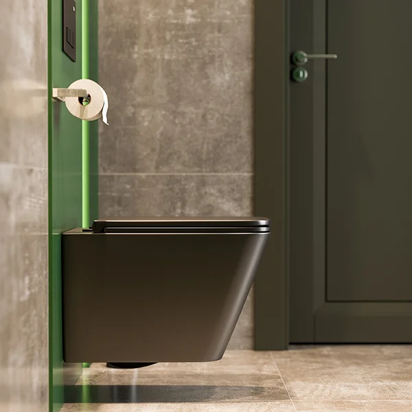 Приобрести sole унитаз подвесной cube 2 black, безободковый с сиденьем дюропласт, микролифт, черный ут000063646