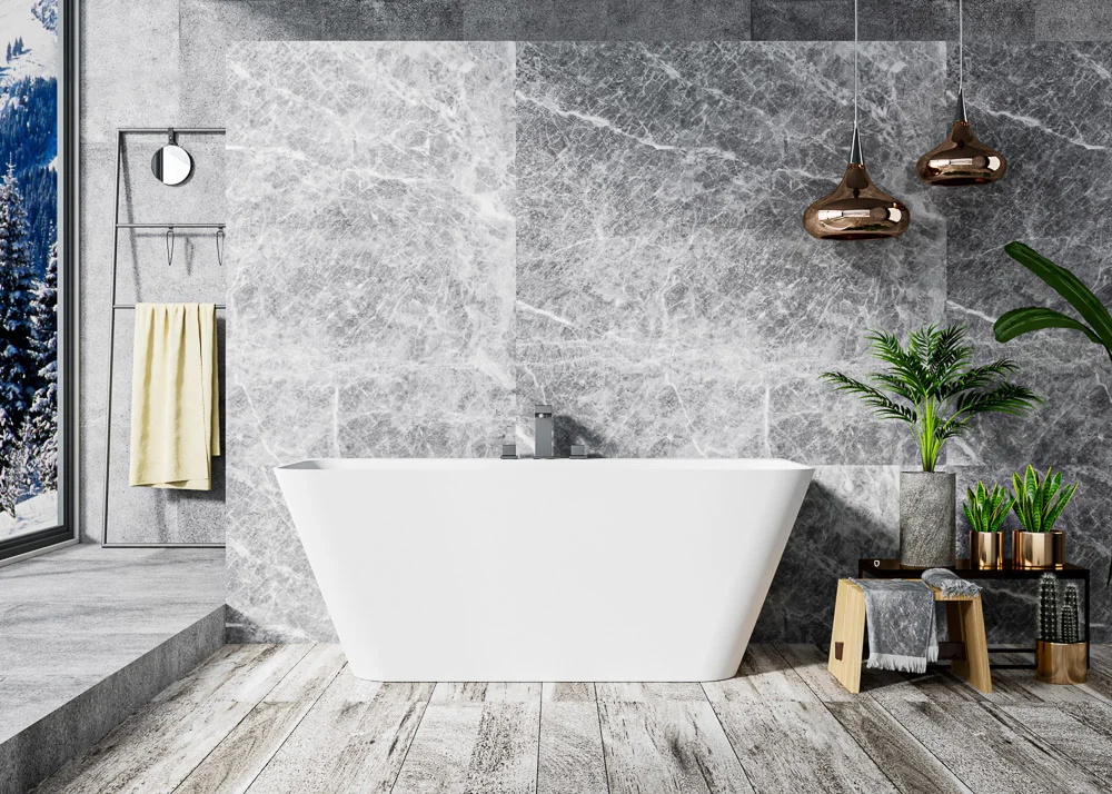 Приобрести cezares пристенная ванна solid surface 170х80 см, белая czr-liner-170-80-60-ssb