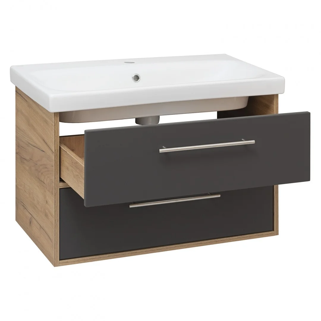 Приобрести aqua de marco тумба подвесная с раковиной melbourne 80 cм. дуб-серый