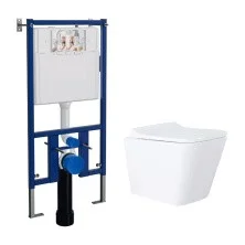 LORANTO Инсталляция + Azario Teramo (квадратный) подвесной безободковый унитаз с сидением микролифт (4501+AZ-0052)