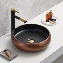 Comforty Раковина 78650 41х41 см, медная-черная матовая