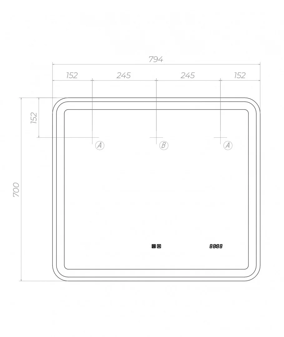 Приобрести vigo зеркало grani luxe 80 см, с подсветкой, сенсорное управление, часы, антизапотевание z.gri.80.luxe