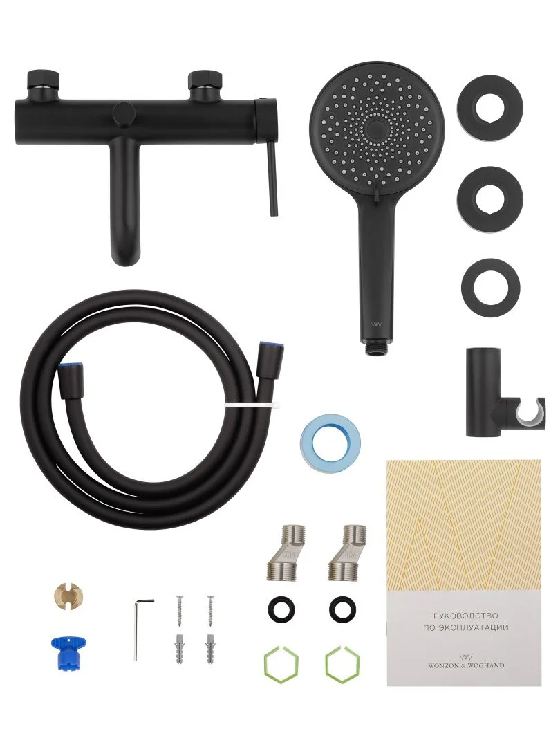 Приобрести смеситель для ванны с душем wonzon & woghand stick, черный матовый (ww-88639017-mb)