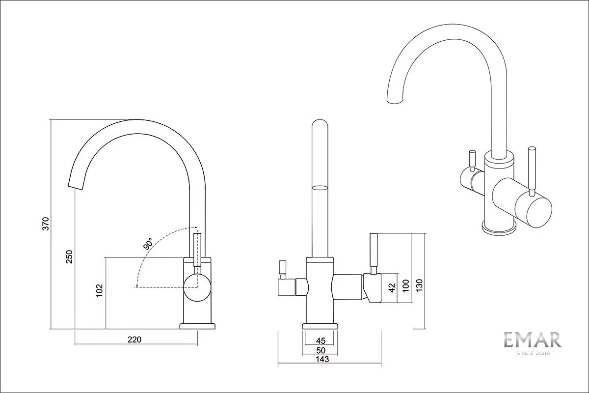 Приобрести emar смеситель для кухни, золото ecb - 3007 pvd golden