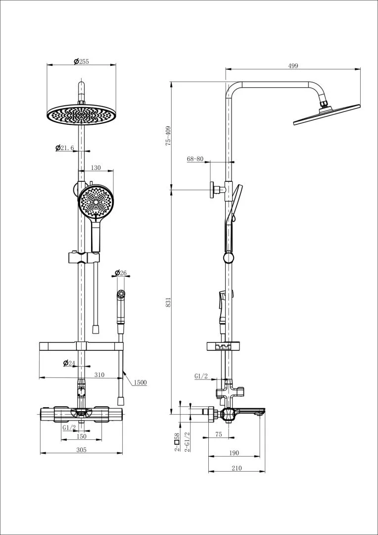 Приобрести душевая система с термостатом wonzon & woghand solid, хром (ww-c3011-a1-cr)