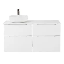 BelBagno Тумба со столешницей ETNA-H60 120 см, подвесная Bianco Lucido, раковина слева