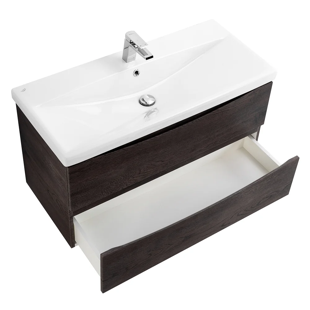 Приобрести belbagno тумба с раковиной marino-cer 100 см, подвесная rovere nature grigio, белая раковина
