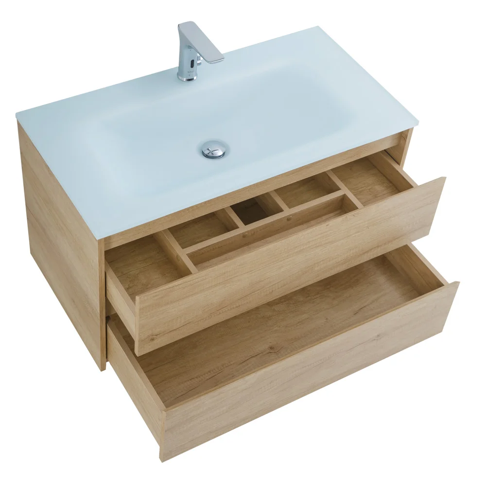 Приобрести belbagno тумба с раковиной kraft 100 см, подвесная rovere nebrasca nature, стеклянная раковина