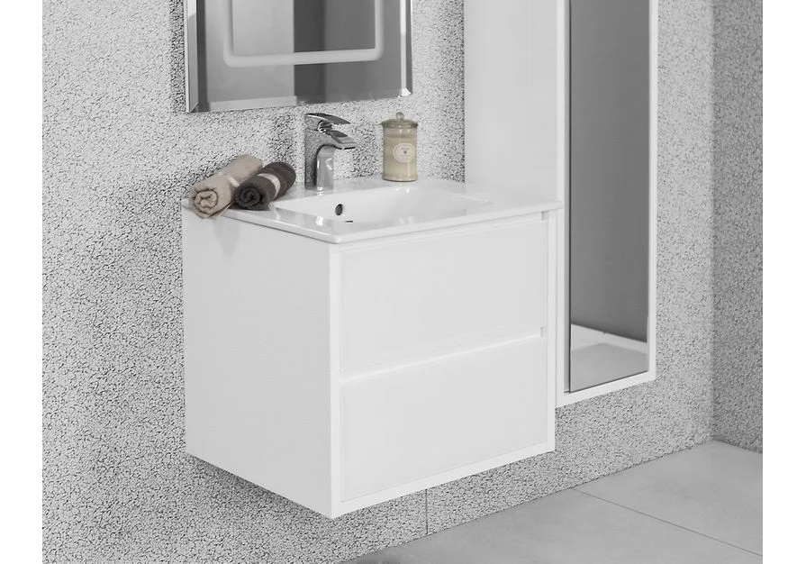 Приобрести тумба подвесная с раковиной акватон римини 60 см 1a177701rn010, белый