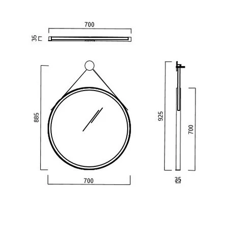 Приобрести зеркало kerama marazzi cono 70 см, черный, co.mi.70\blk