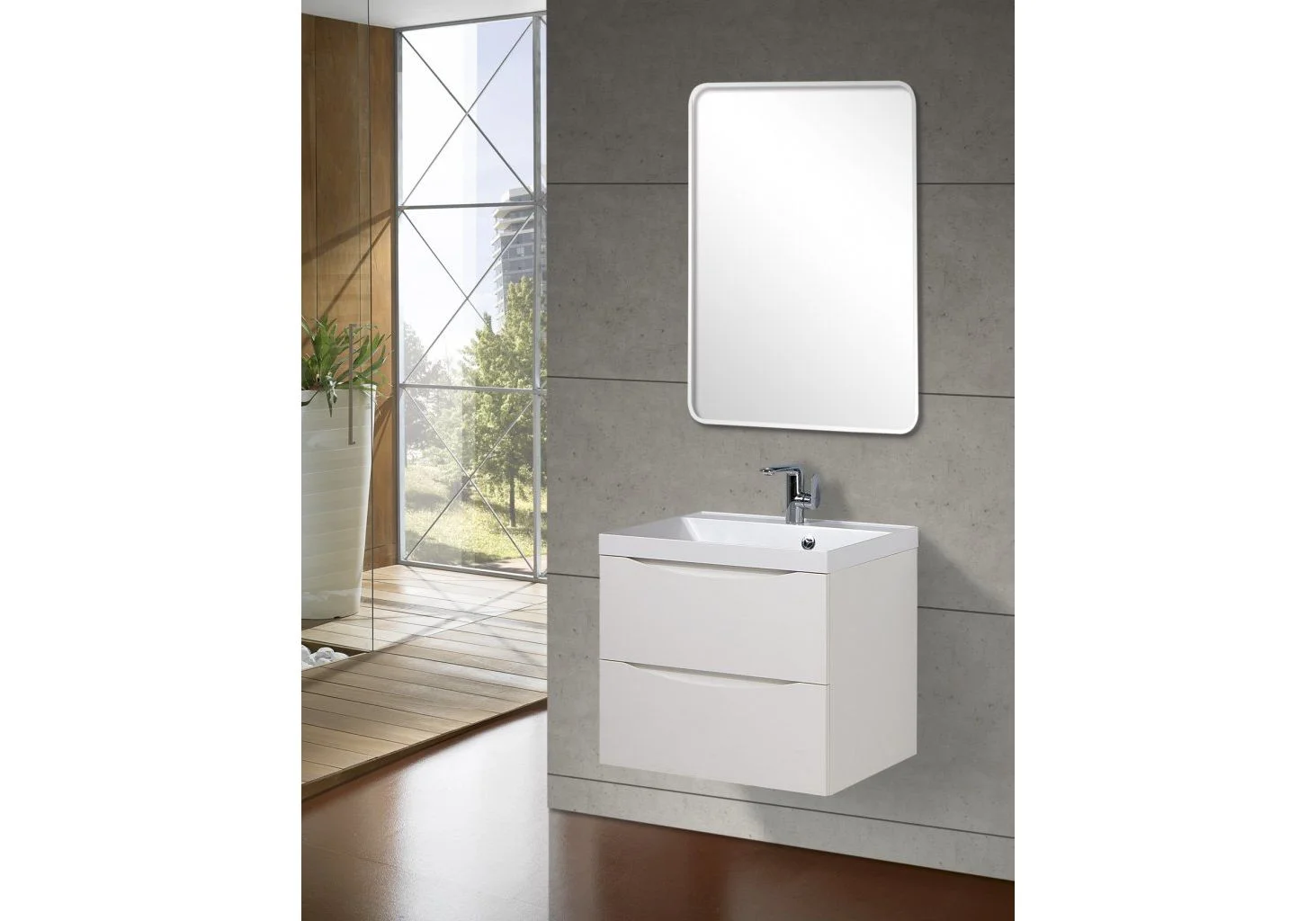 Приобрести тумба подвесная с раковиной belbagno marino-600-2c-so-bl-p 60 см, bianco lucido