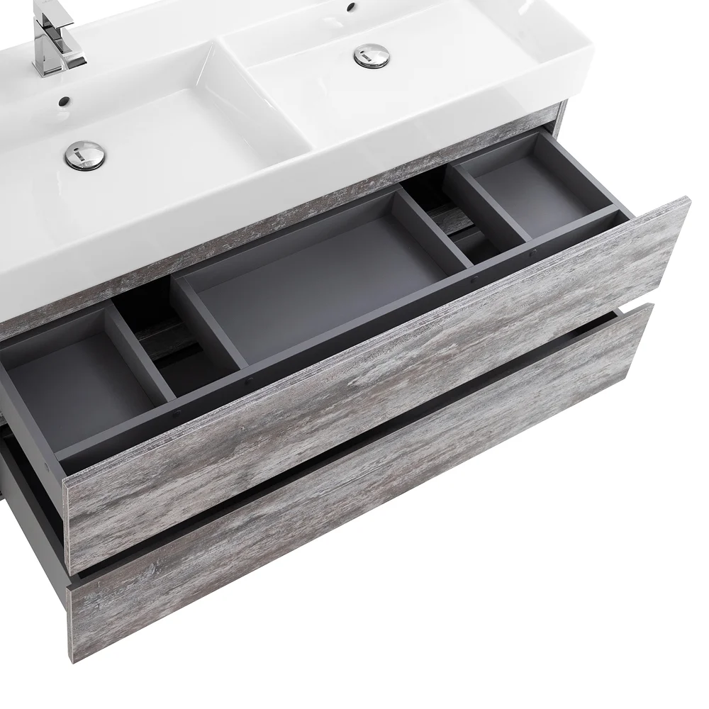 Приобрести cezares тумба подвесная с раковиной molveno 46 120 см legno grigio, серая molveno 46-120-2c-so-2-lg