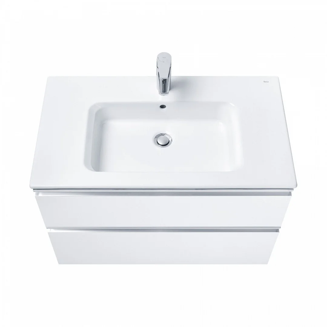 Приобрести тумба подвесная roca the gap с раковиной 80 см, белый глянец