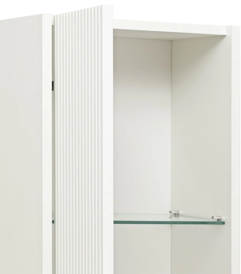 Приобрести шкаф-пенал подвесной monaco 35 см. белая кожа