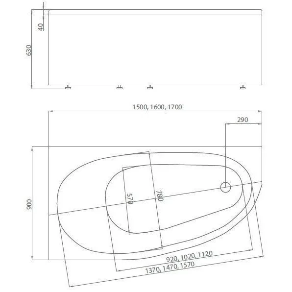Приобрести акриловая ванна асимметричная aquatek дива l 150х90 см