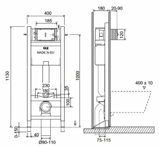 Приобрести инсталляция expert total black le, мех. + панель слива slim della хр.гл. oli