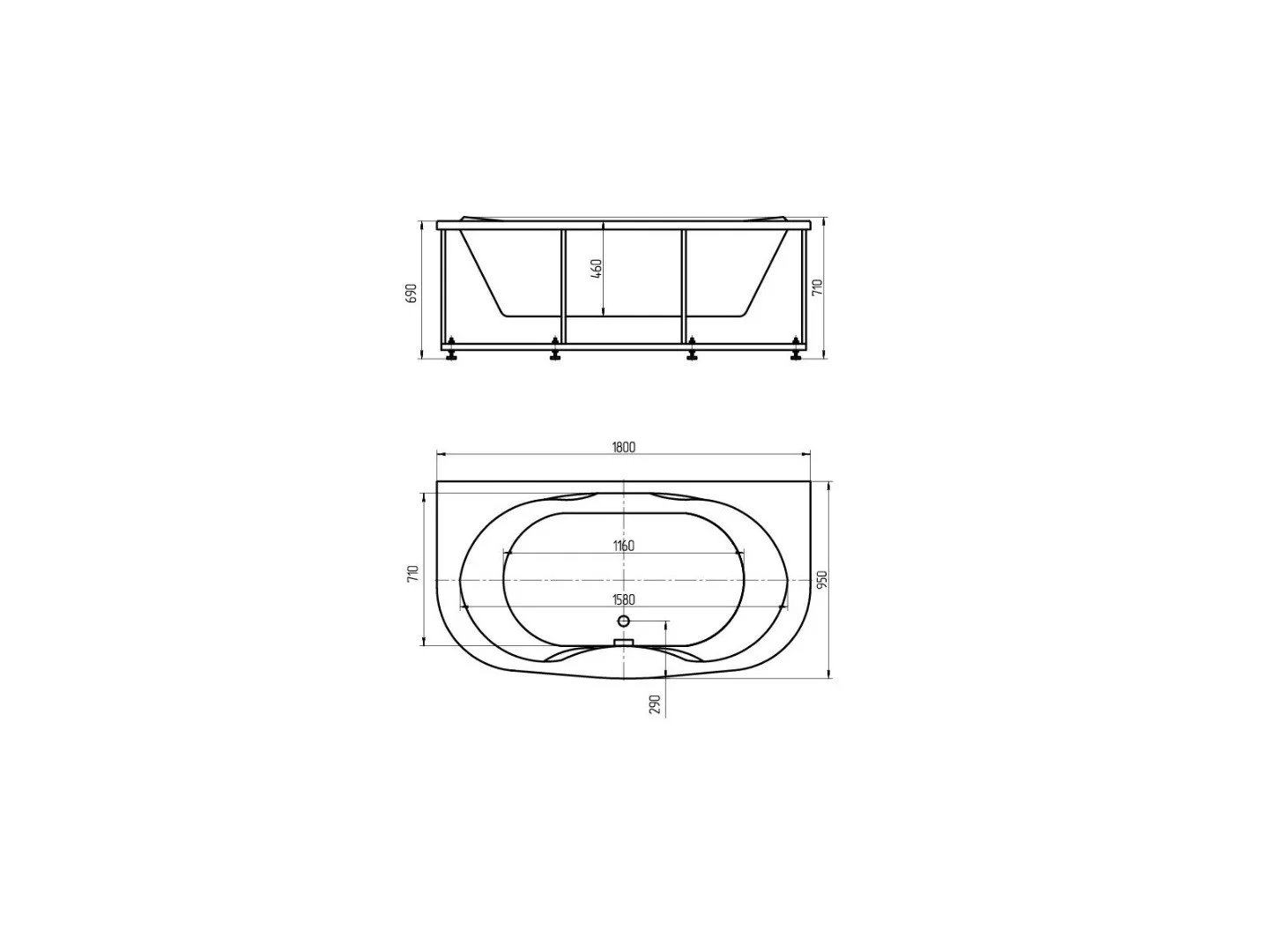 Приобрести акриловая ванна aquatek мелисса 180x95 см