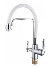Смеситель для кухни ViEiR Kitchen с гибким изливом, белый\хром V15006F