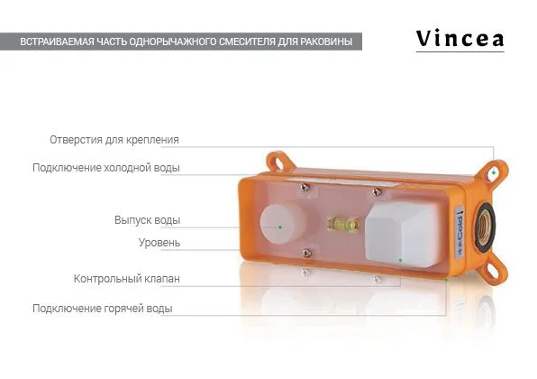 Приобрести vincea смеситель для раковины next, настенный, хром vbfw-1n1ch