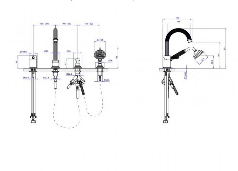 Приобрести cezares смеситель на борт ванны olimp, 4 отверстия, бронза olimp-bvdm-02-l