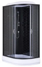 Loranto Душевая кабина 120х80х215 поддон 20 см черный кирпичный узор, серое стекло 4мм профиль черный (CS-66120-20L GB 120)